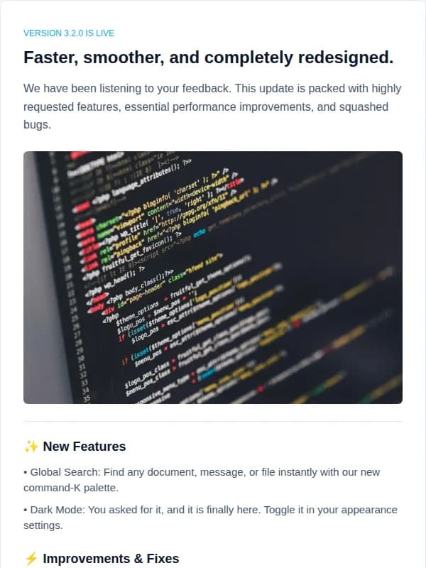 Preview of App Update Notes