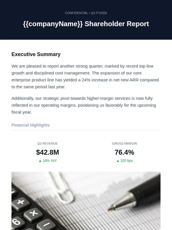 Preview of Quarterly Investor Update