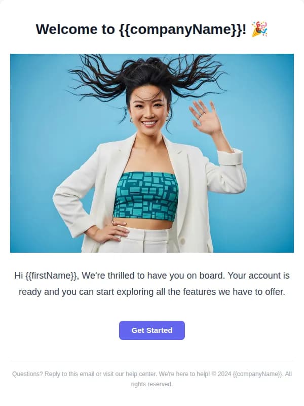 Preview of Welcome Email